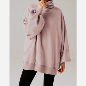 LIT| ‘Whisper’ Mauve Active Oversized Funnel Neck Wide Sleeve Sweatshirt Sz L